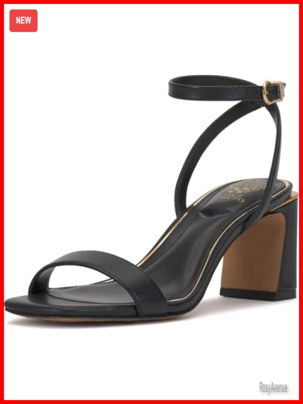 Vince Camuto Hamda Leather Ankle Strap Block Heel Sandals